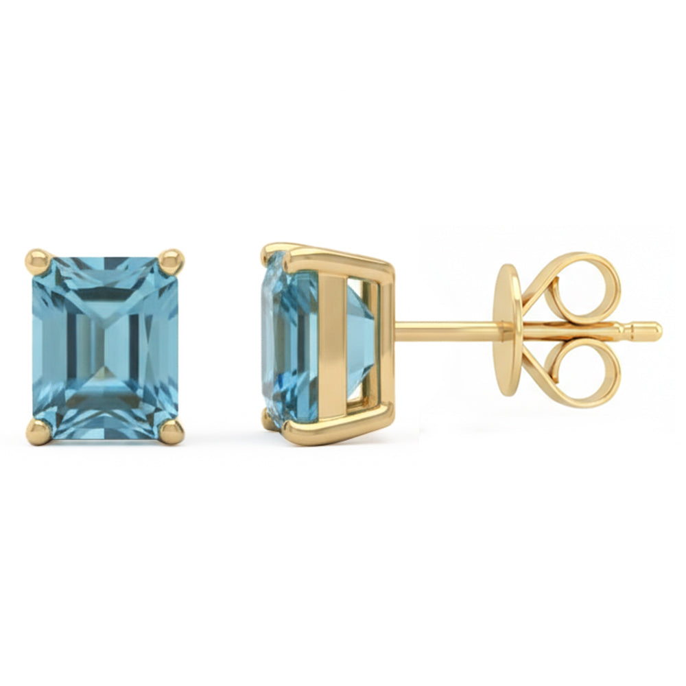 2.64ct 14kt Yellow Gold Aquamarine Gemstone Stud Earrings