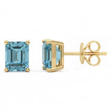 2.64ct 14kt Yellow Gold Aquamarine Gemstone Stud Earrings