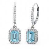 1.00ct G SI 14kt White Gold Diamond & Aquamarine Gemstone Drop Dangling Earrings