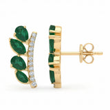 <span style="color:purple">SPECIAL!</span> 1.06ct G SI 14kt Yellow Gold Diamond & Emerald Gemstone Stud Earrings