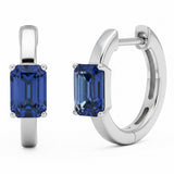 1.05ct 14kt White Gold Blue Sapphire Hoop Earrings