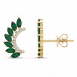1.26ct G SI 14kt Yellow Gold Diamond & Emerald Gemstone Earrings