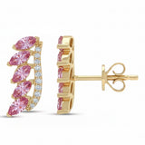.86ct G SI 14kt Yellow Gold Diamond & Pink Sapphire Gemstone Earrings