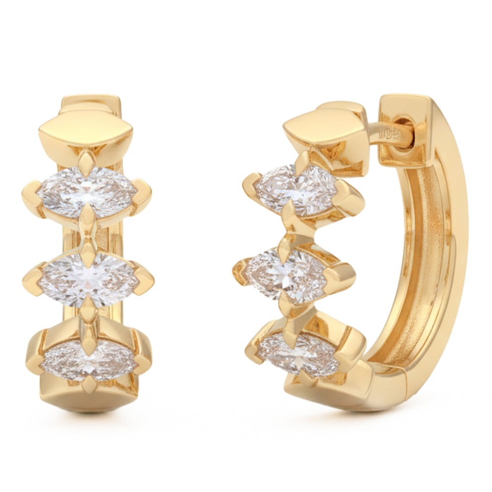 .53ct G SI 14kt Yellow Gold Marquise Diamond Hoop Earrings