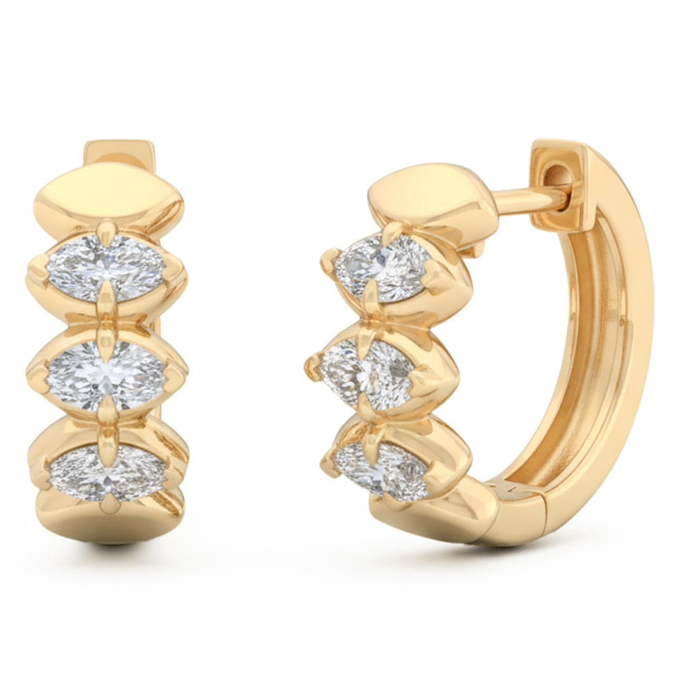 .69ct G SI 14kt Yellow Gold Marquise Diamond Hoop Earrings