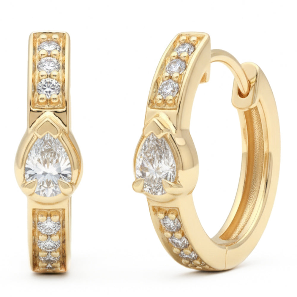 .28ct G SI 14kt Yellow Gold Pear Diamond Hoop Earrings
