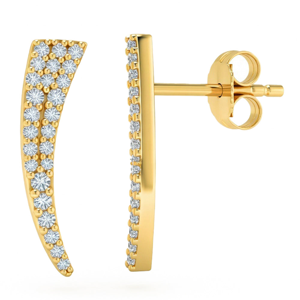 .25ct G SI 14kt Yellow Gold Ear Crawler Diamond Stud Earrings