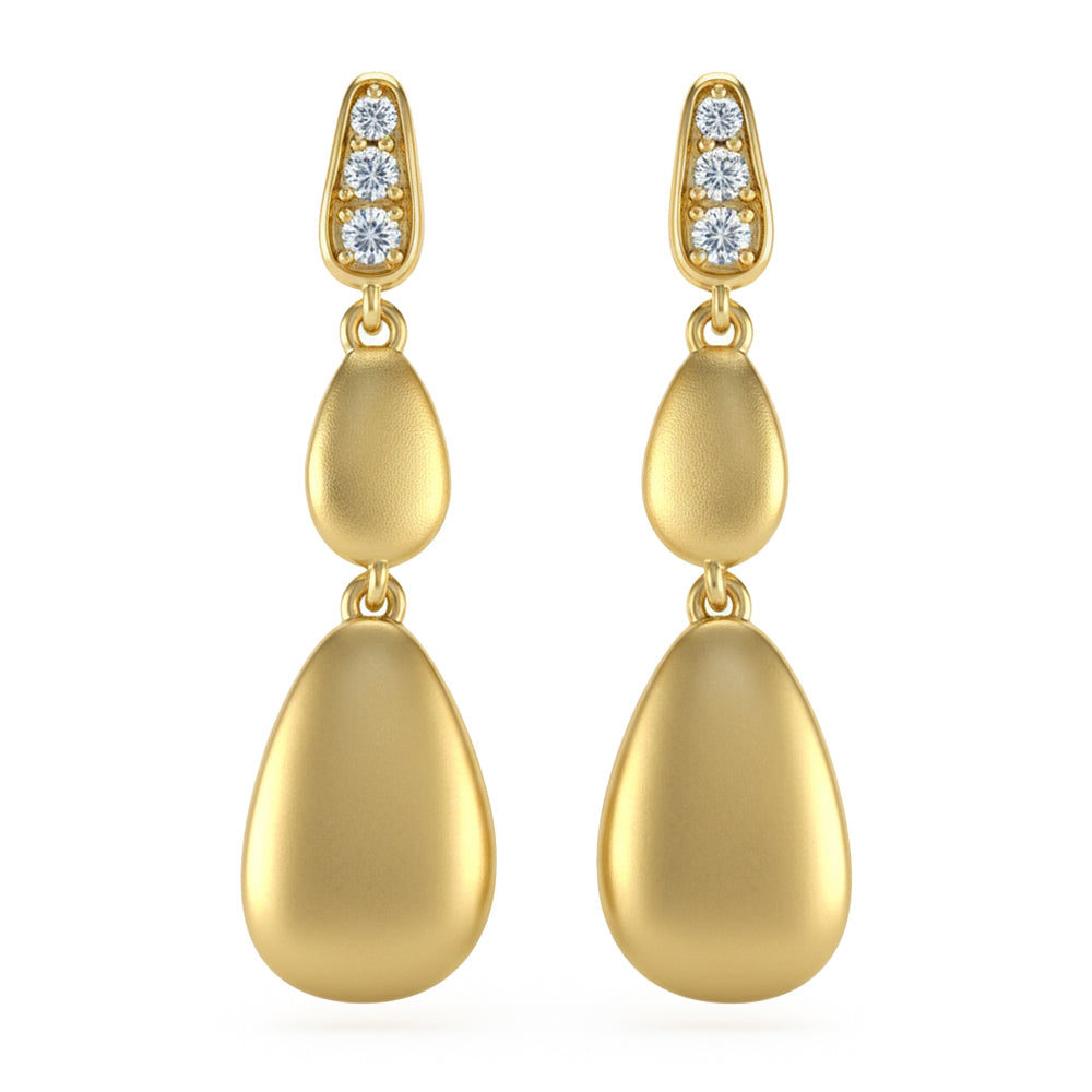 .10ct G SI 14kt Yellow Gold Modern Diamond Drop Earrings