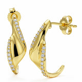 .16ct G SI 14kt Yellow Gold Diamond J Hoop Earrings