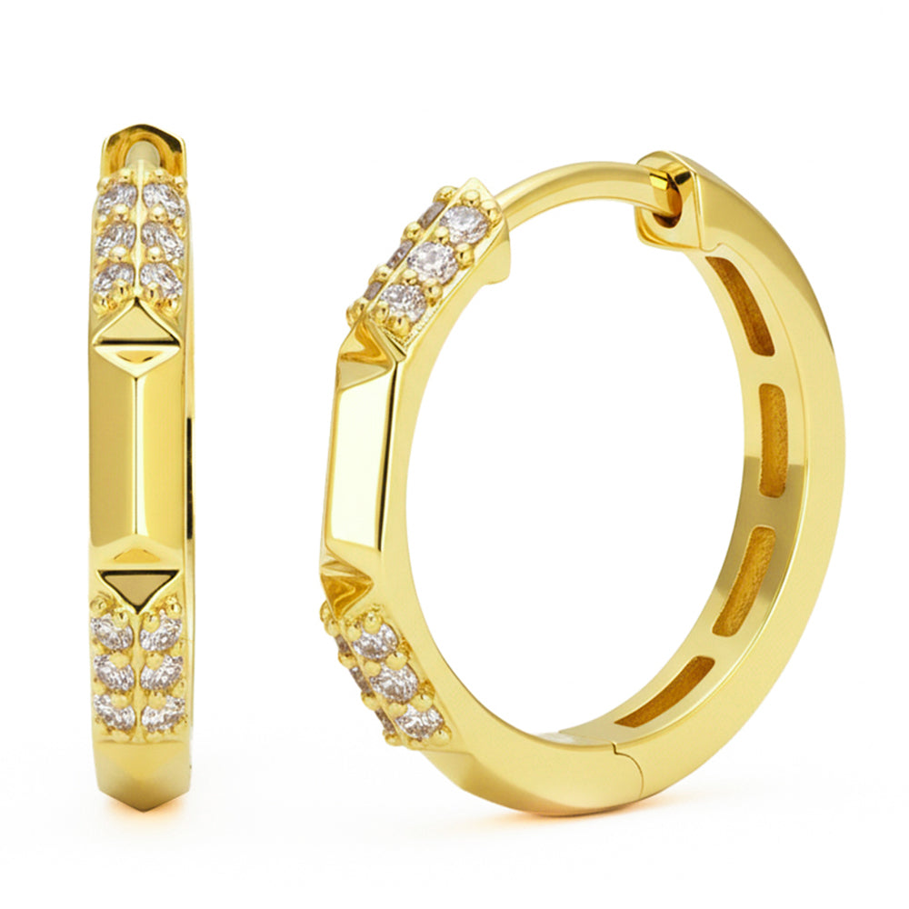 .19ct G SI 14kt Yellow Gold Modern Diamond Thin Hoop Earrings