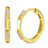 .19ct G SI 14kt Yellow Gold Modern Diamond Thin Hoop Earrings