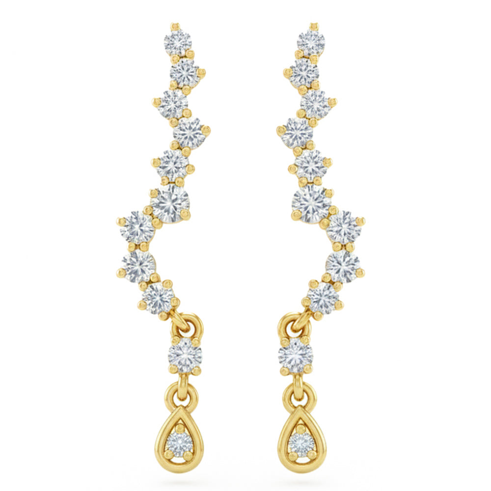 .25ct G SI 14kt Yellow Gold Diamond Ear Crawler Drop Earrings