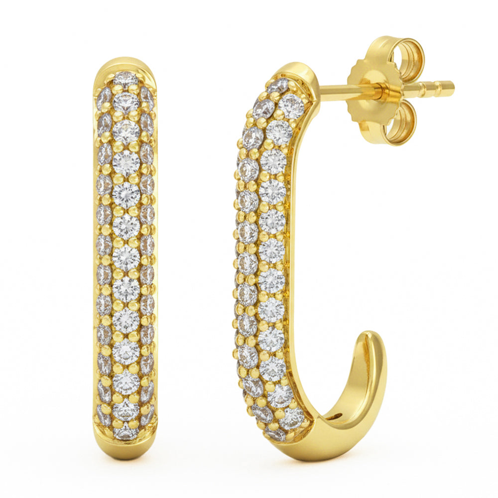 .71ct G SI 14kt Yellow Gold Diamond J Hoop Earrings