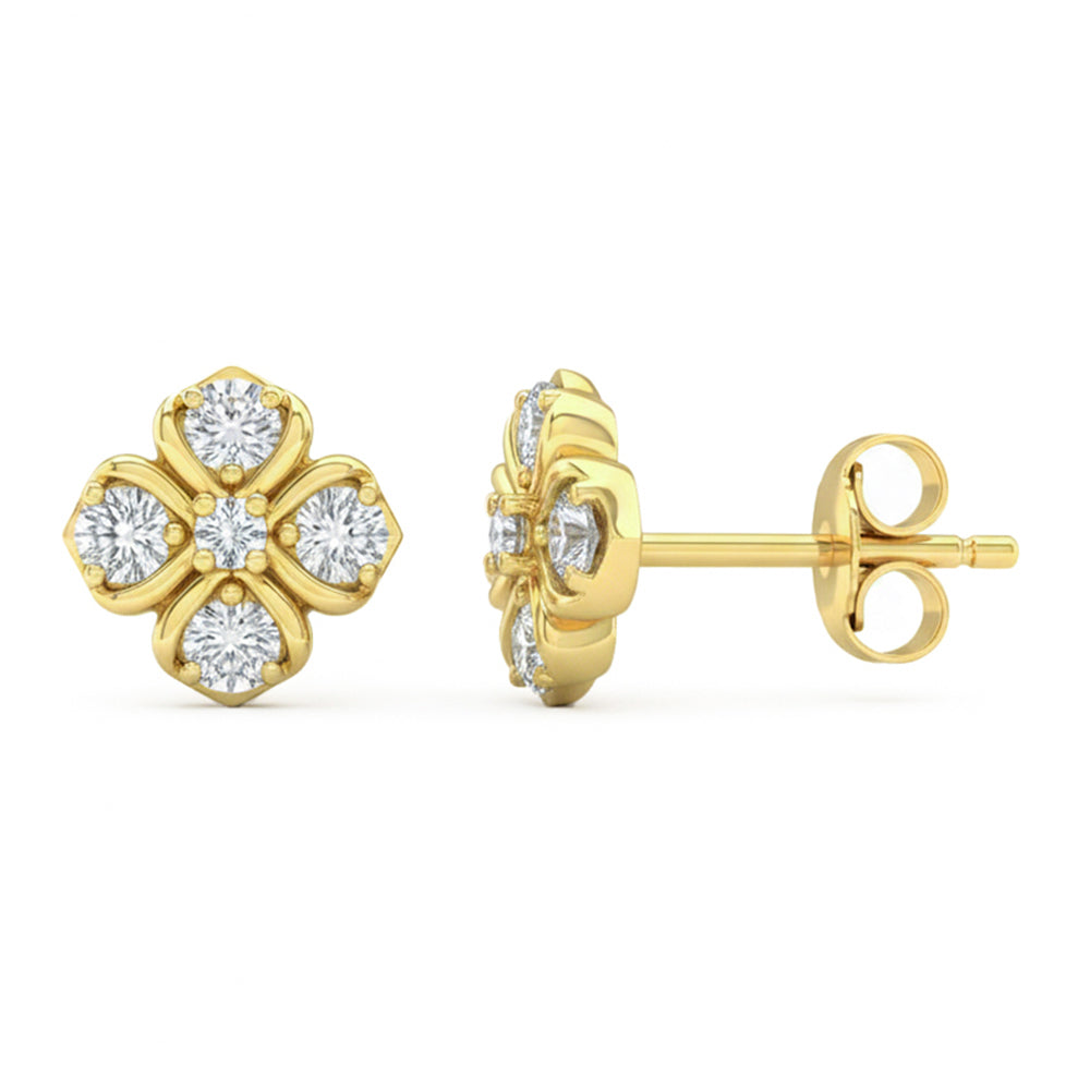 .40ct G SI 14kt Yellow Gold Diamond Flower Stud Earrings