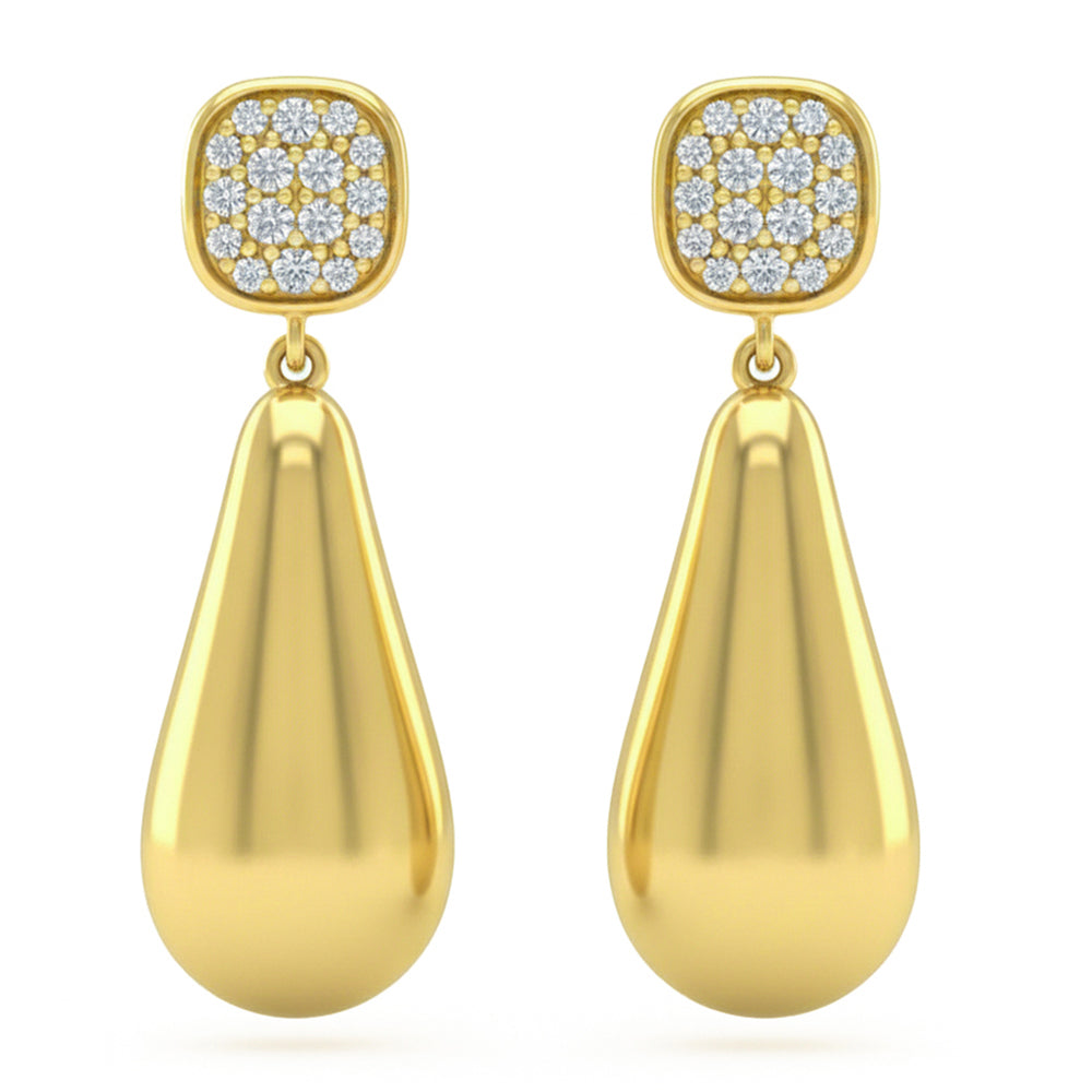 .25ct G SI 14kt Yellow Gold Modern Diamond Drop Earrings
