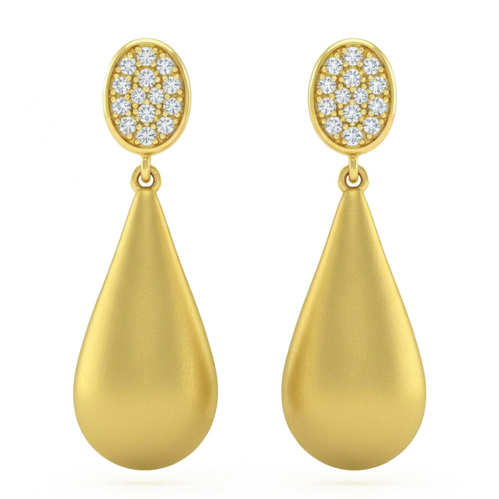 .19ct G SI 14kt Yellow Gold Diamond Modern Drop Earrings