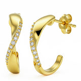 .13ct G SI 14kt Yellow Gold Diamond J Hoop Earrings