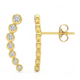 .24ct G SI 14kt Yellow Gold Diamond Bezel Set Ear Crawler Stud Earrings