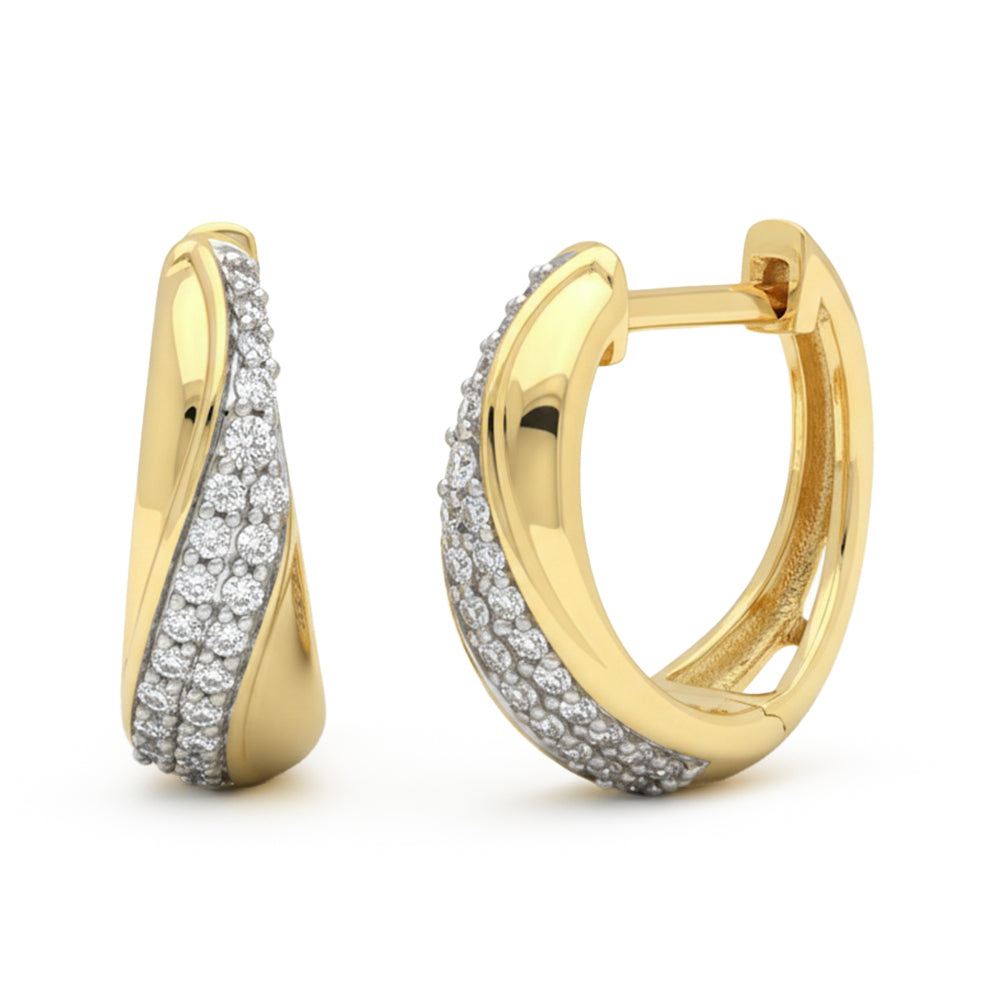 .19ct G SI 14kt Yellow Gold Diamond Hoop Huggie Earrings