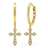 .15ct G SI 14kt Yellow Gold Diamond Cross Drop Earrings
