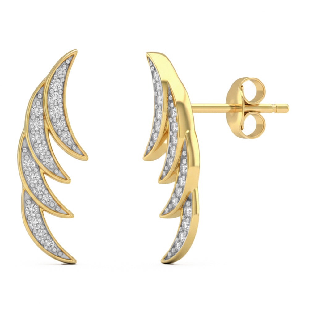 .16ct G SI 14kt Yellow Gold Diamond Ear Crawler Stud Earrings