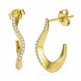 .12ct G SI 14kt Yellow Gold Diamond J Hoop Earrings
