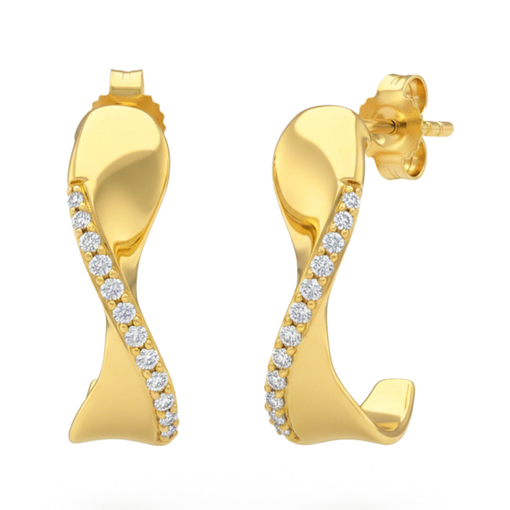.16ct G SI 14kt Yellow Gold Diamond J Hoop Earrings