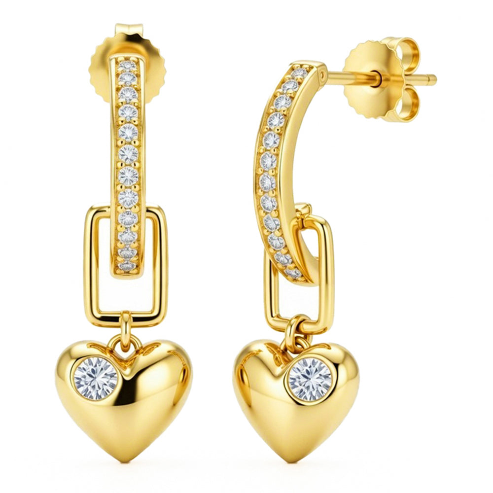.25ct G SI 14kt Yellow Gold Diamond Heart Drop Earrings