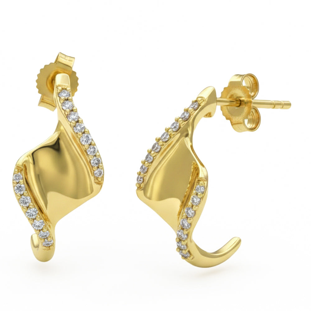 .19ct G SI 14kt Yellow Gold Diamond J Hoop Earrings