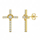 .16ct G SI 14kt Yellow Gold Diamond Cross Stud Earrings