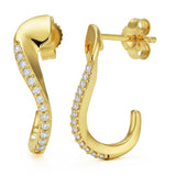 .13ct G SI 14kt Yellow Gold Diamond J Hoop Earrings