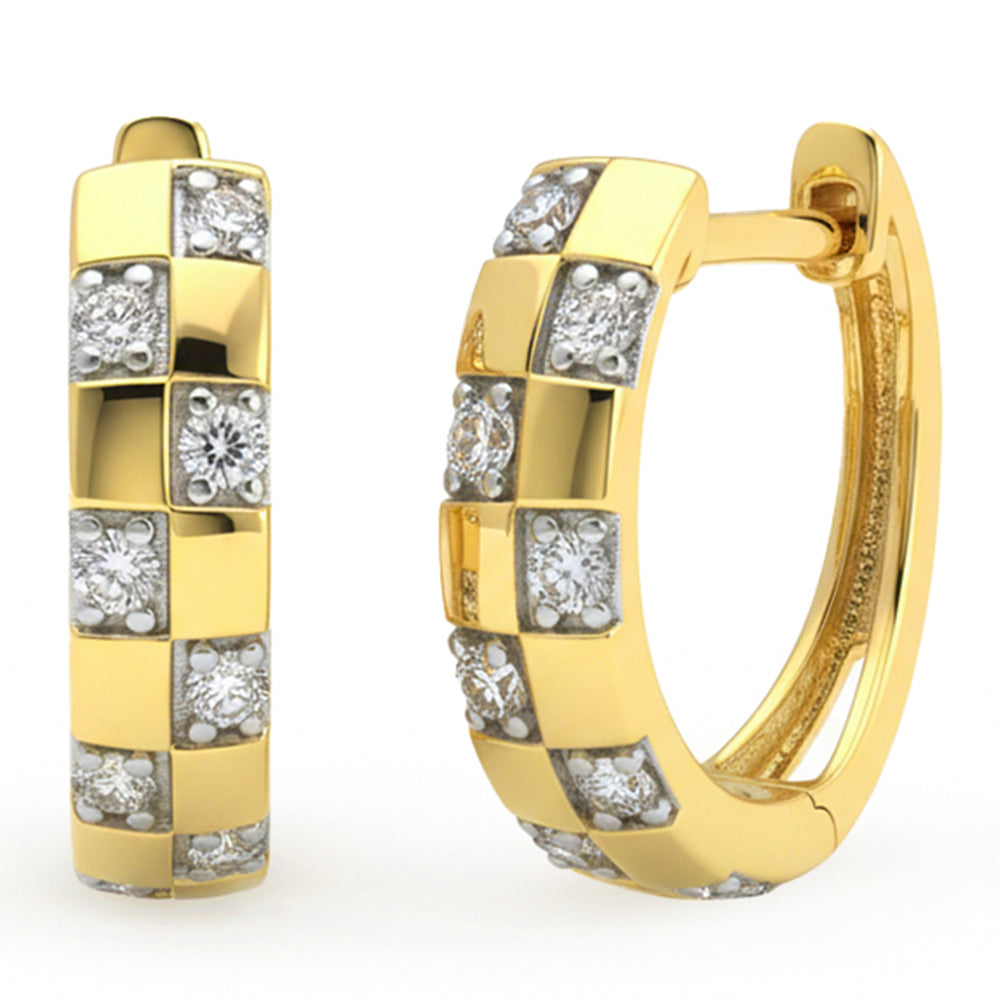 <span style="color:purple">SPECIAL!</span> .16ct G SI 14kt Yellow Gold Checkboard Style Diamond Hoop Earrings
