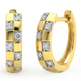 <span style="color:purple">SPECIAL!</span> .16ct G SI 14kt Yellow Gold Checkboard Style Diamond Hoop Earrings
