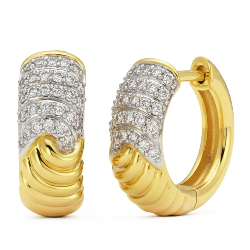 .25ct G SI 14kt Yellow Gold Chunky Modern Diamond Hoop Earrings