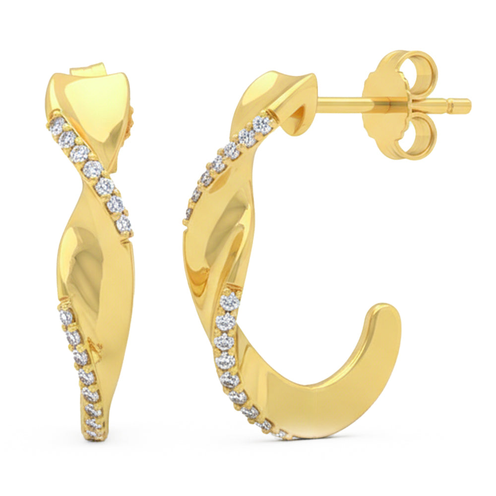 .13ct G SI 14kt Yellow Gold Diamond J Hoop Earrings
