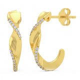 .13ct G SI 14kt Yellow Gold Diamond J Hoop Earrings