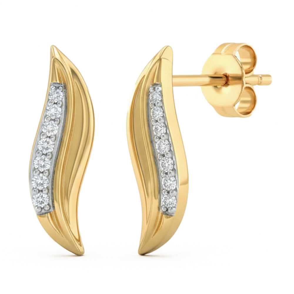 .08ct G SI 14kt Yellow Gold Modern Diamond Stud Earrings