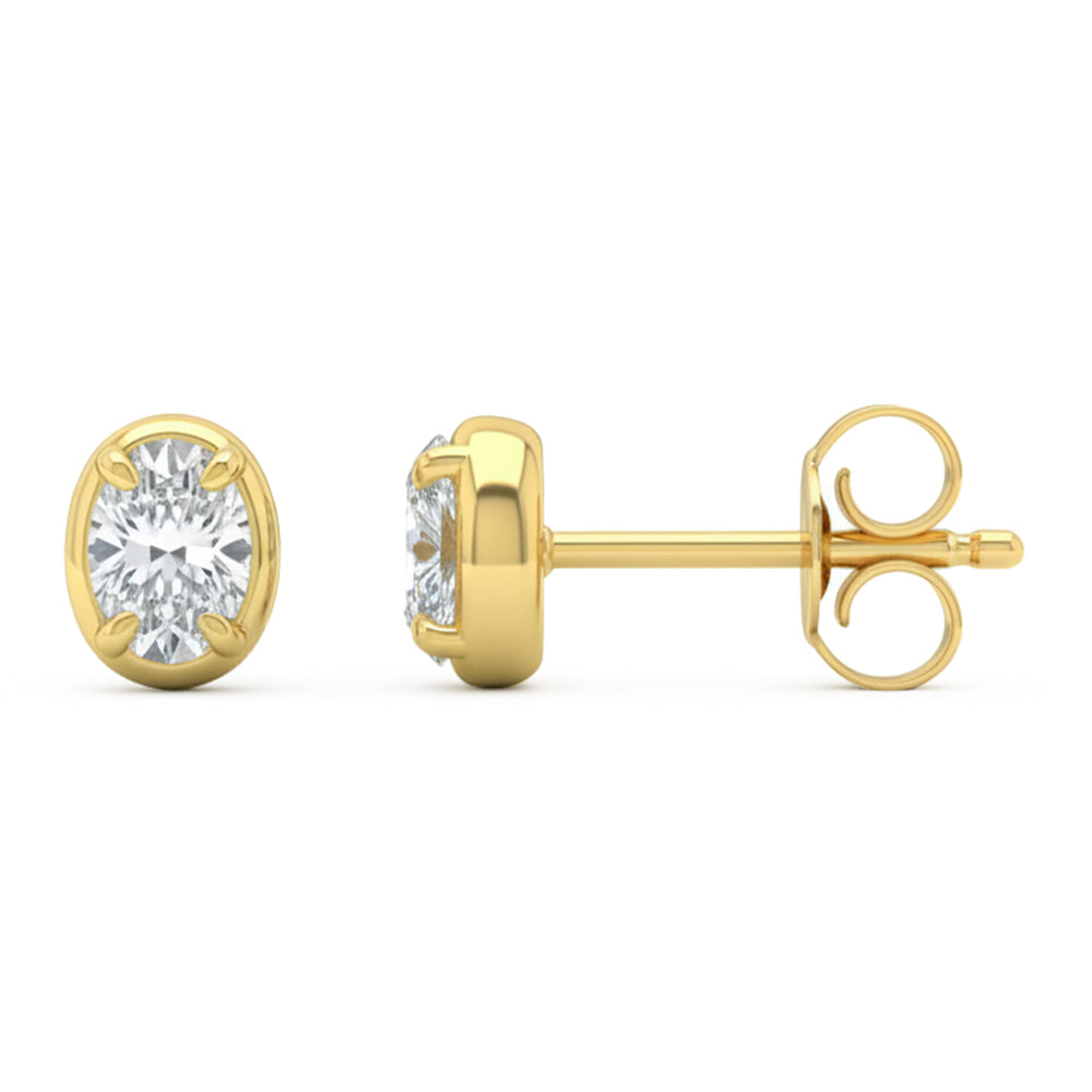 .37ct G SI 14kt Yellow Gold Oval Cut Diamond Solitaire Earrings