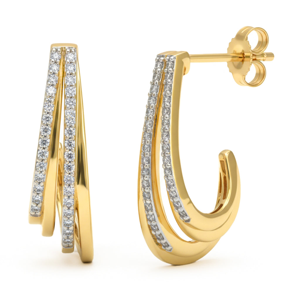 .24ct G SI 14kt Yellow Gold Diamond J Hoop Earrings