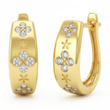 .48ct G SI 14kt Yellow Gold Diamond Clover Hoop Earrings