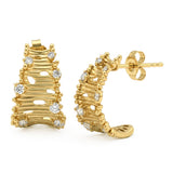 .38ct G SI 14kt Yellow Gold Diamond Modern Art Deco Hoop Earrings
