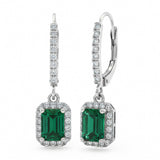 1.35ct G SI 14kt White Gold Diamond & Emerald Gemstone Earrings