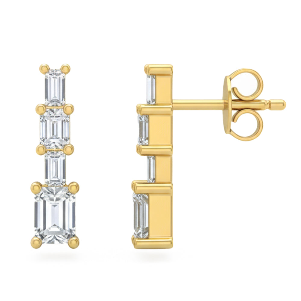 .76ct G SI 14kt Yellow Gold Emerald Cut Diamond Drop Earrings