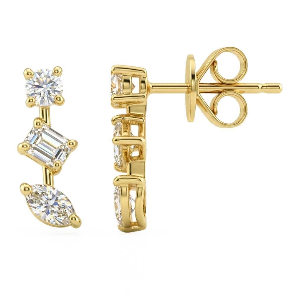 .83ct G SI 14kt Yellow Gold Multi Shape Diamond Drop Earrings