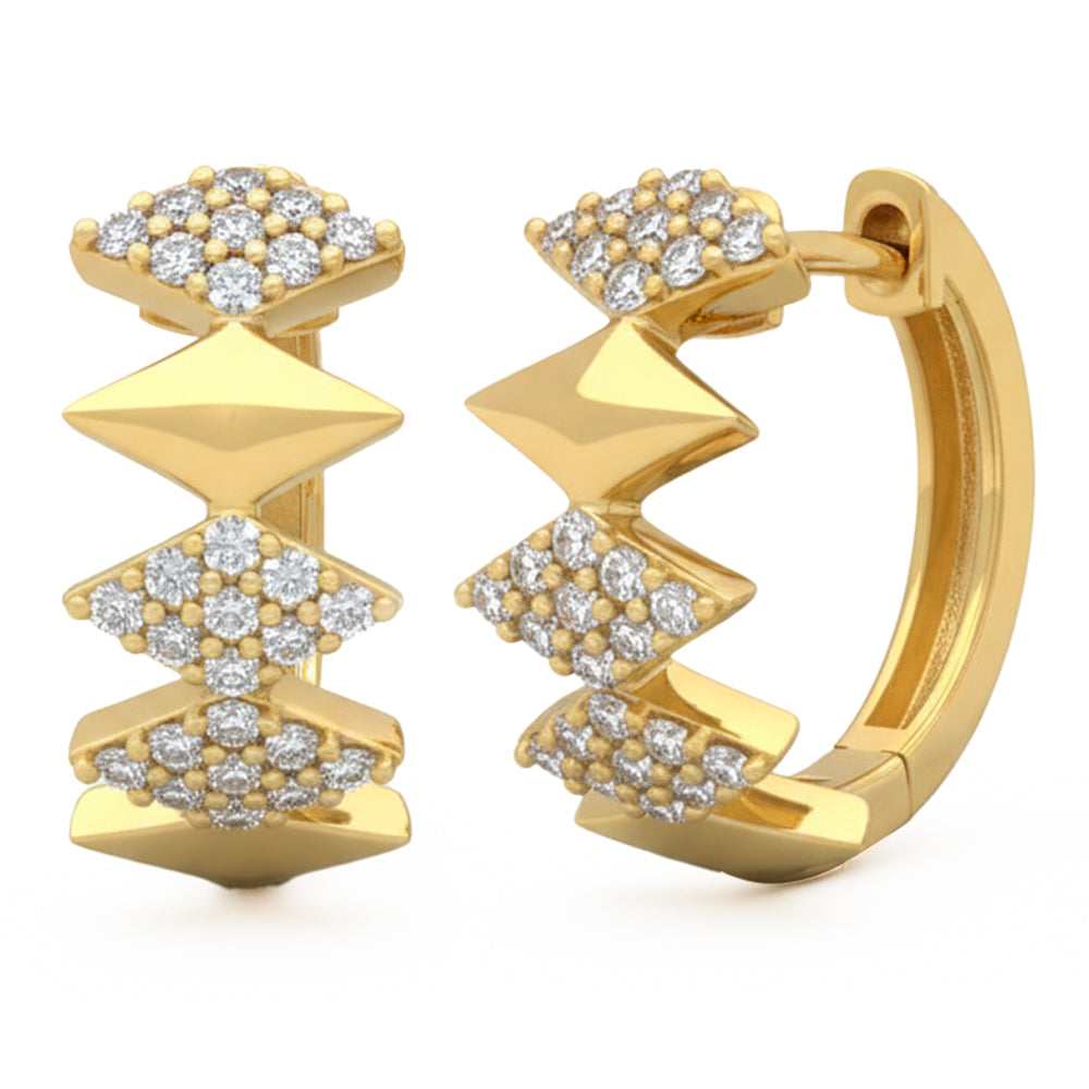 .36ct G SI 14kt Yellow Gold Diamond Modern Geometric Shape Hoop Earrings