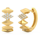 .12ct G SI 14kt Yellow Gold Modern Geometric Shape Diamond Hoop Earrings