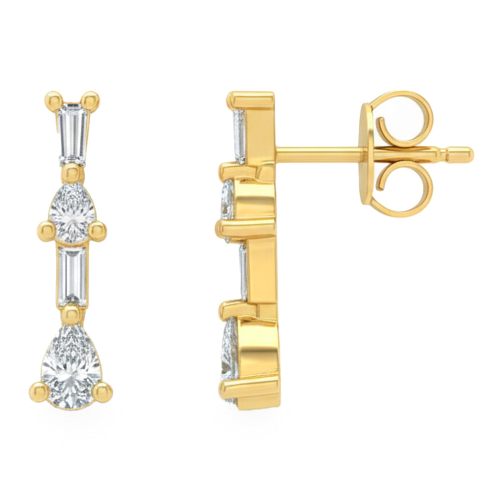.39ct G SI 14kt Yellow Gold Unique Diamond Drop Earrings