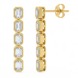 1.60ct G SI 14kt Yellow Gold Emerald Cut Diamond Bezel Set Drop Earrings