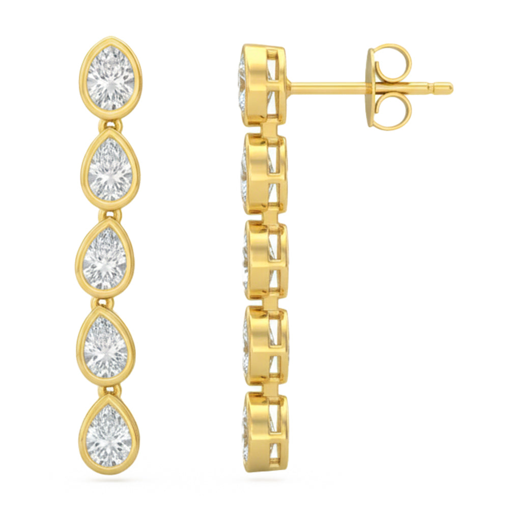.98ct G SI 14kt Yellow Gold Diamond Bezel Set Drop Earrings