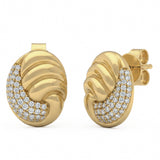 .36ct G SI 14kt Yellow Gold Oval Shape Diamond Modern Stud Earrings